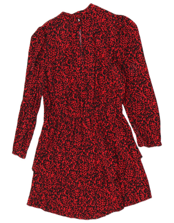 Abito Zara da donna a strati con maniche a 3/4 UK 10 piccola stampa animalier rossa