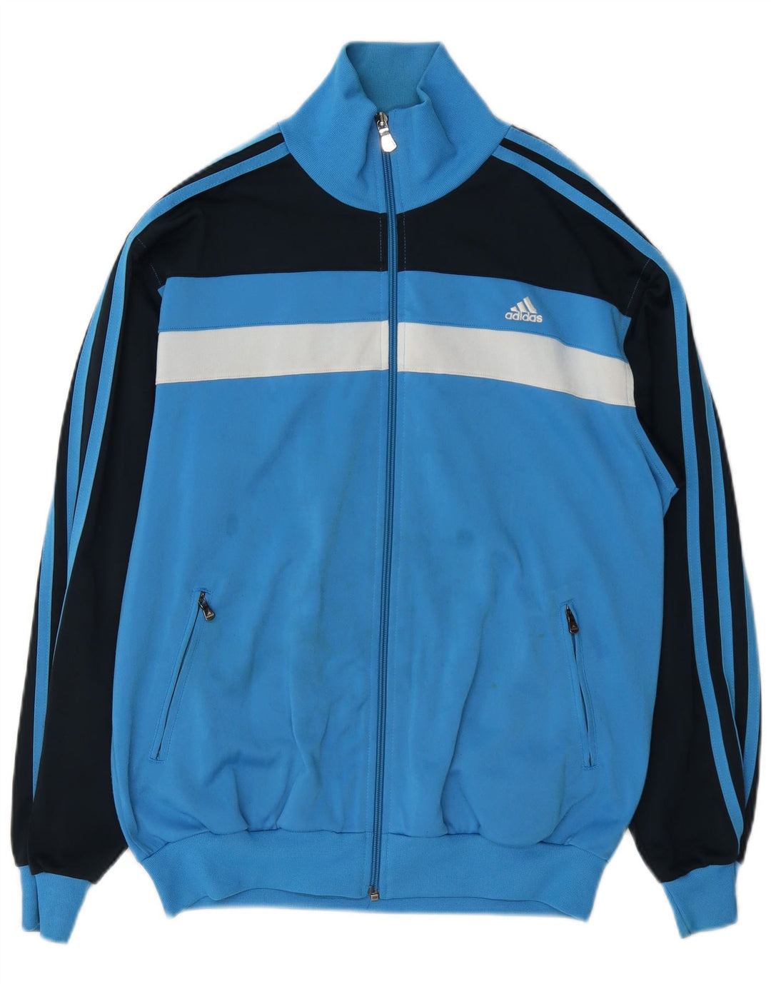 Giacca da tuta da uomo Adidas UK 36/38 Small Blu Colourblock Poliestere