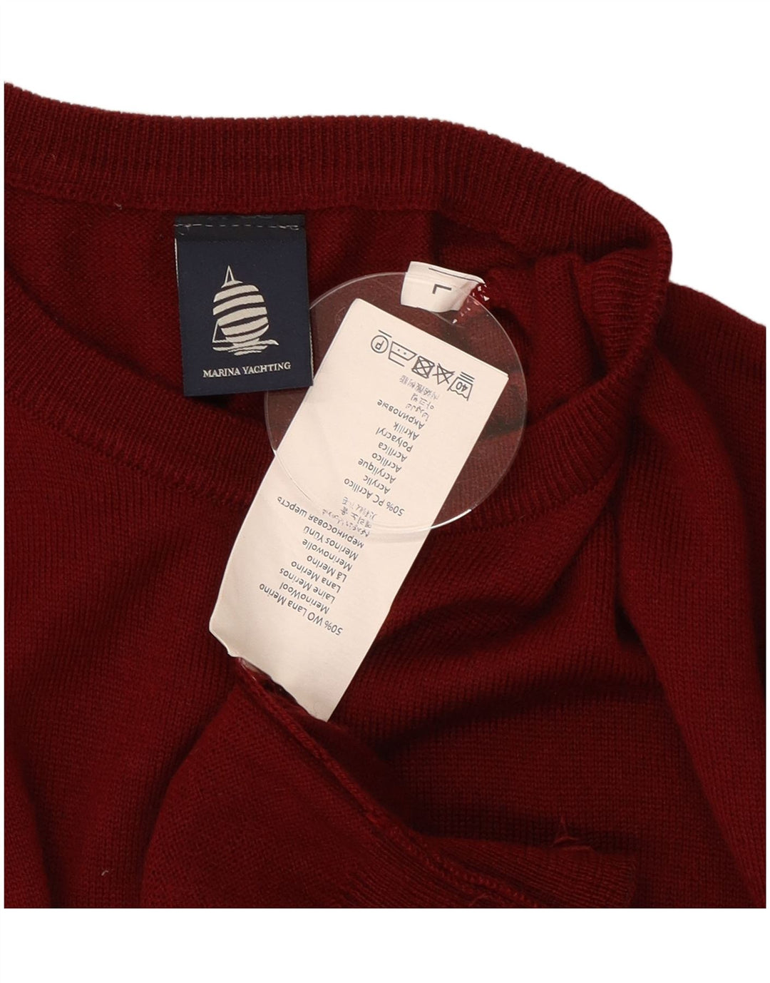 Maglione maglione girocollo da uomo Marina Yachting grande lana bordeaux
