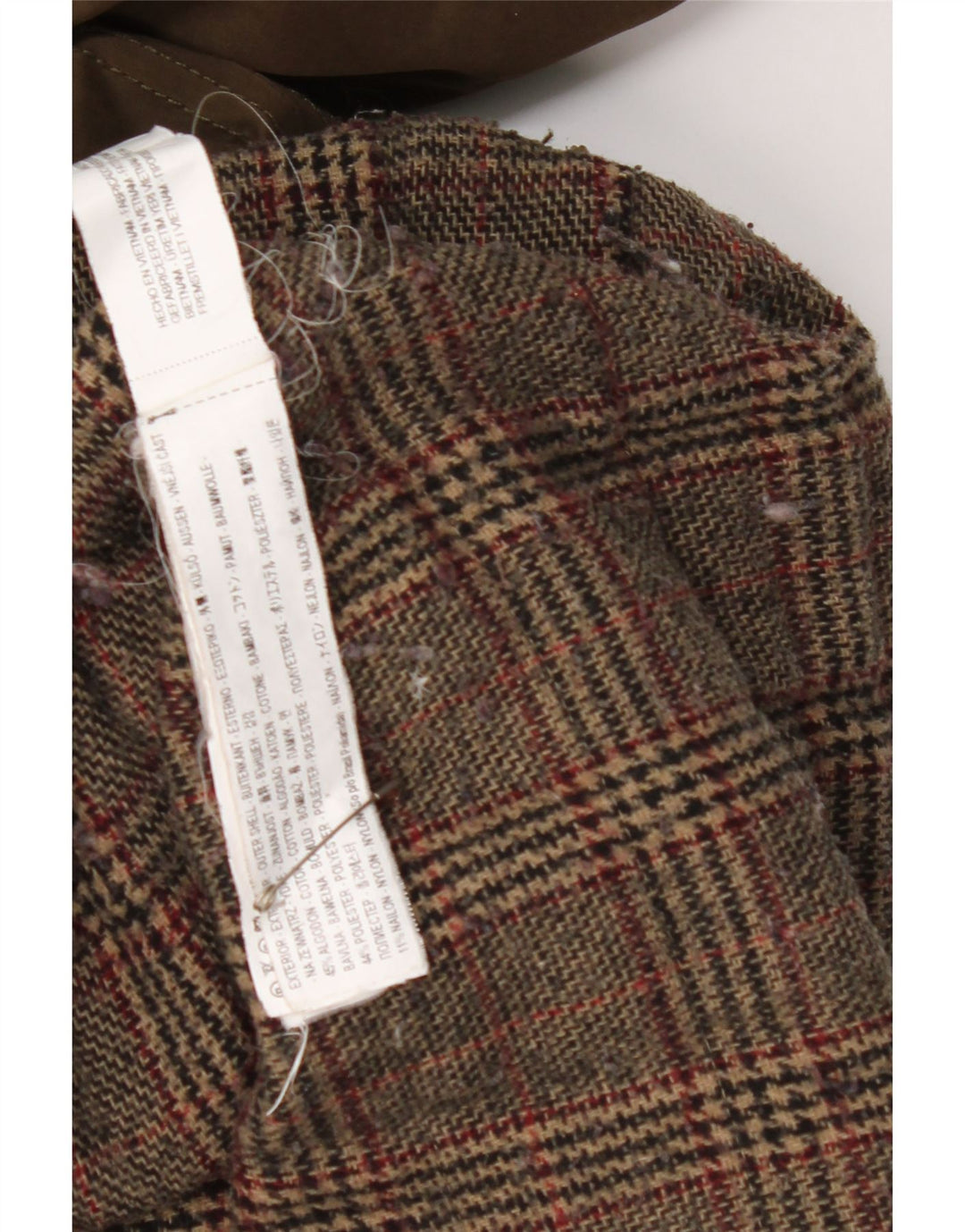 Giacca Parka con cappuccio da donna Zara UK 14 cotone a quadri kaki medio