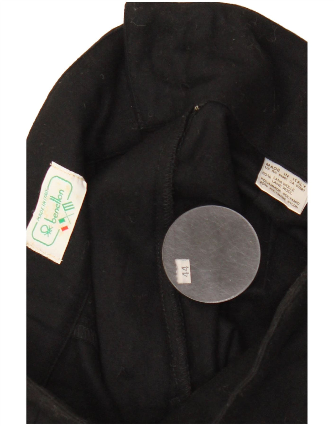 Gonna midi a vita alta da donna Benetton IT 44 media W28 lana nera