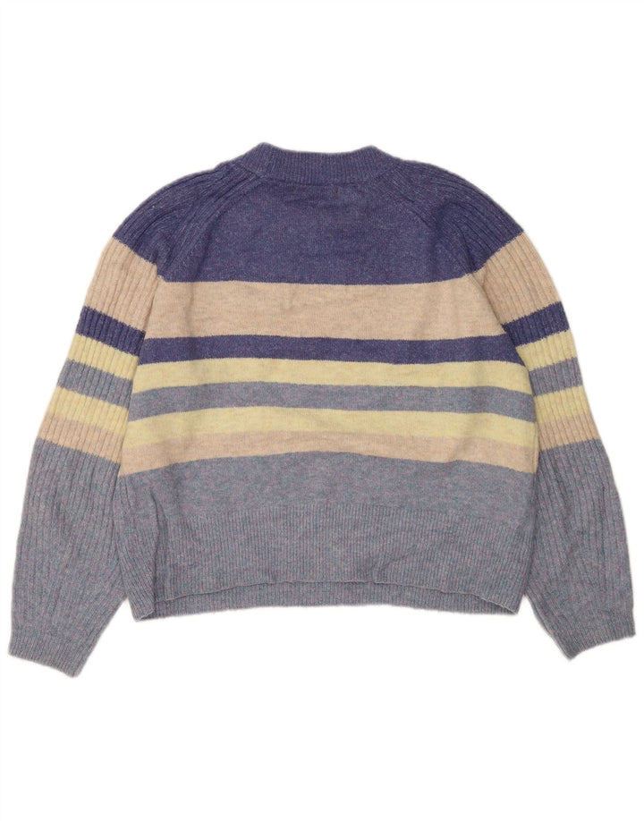 Maglione maglione girocollo da donna Marks & Spencer UK 14 a righe blu medio