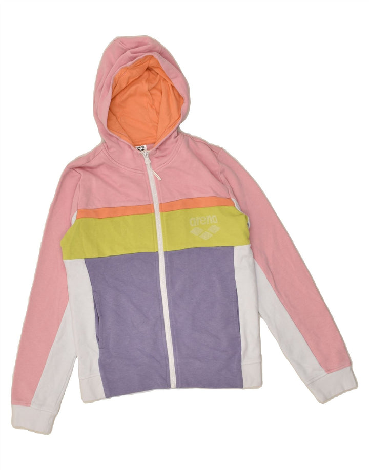 ARENA Girls Zip Hoodie Sweater 11-12 Years Multicoloured Colourblock | Vintage Arena | Thrift | Second-Hand Arena | Used Clothing | Messina Hembry 