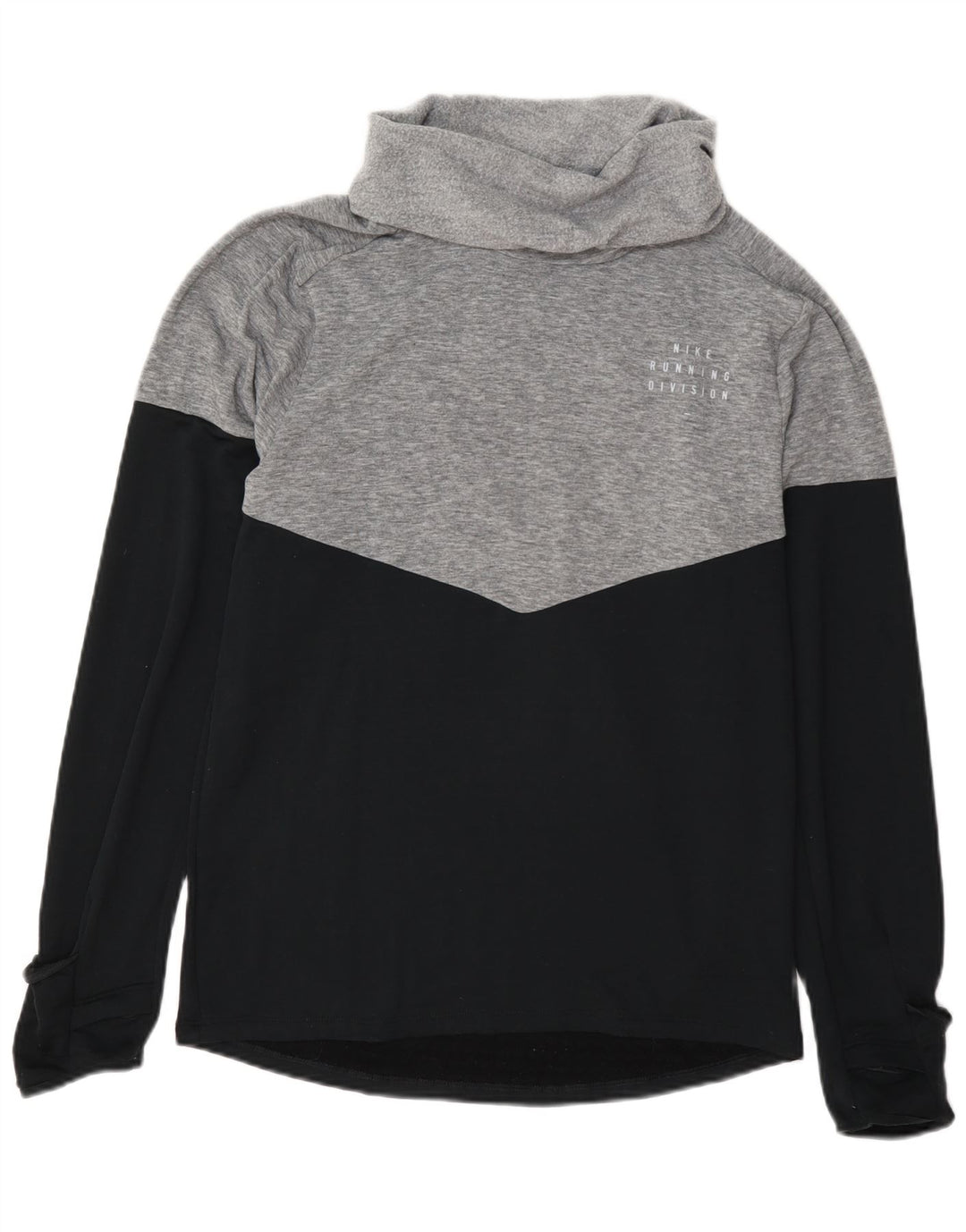 Felpa Nike Therma-Fit da donna con collo alto, maglione piccolo grigio color block