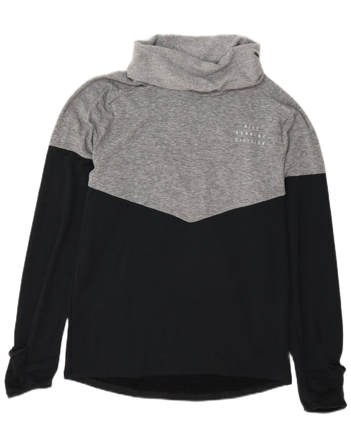 Felpa Nike Therma-Fit da donna con collo alto, maglione piccolo grigio color block