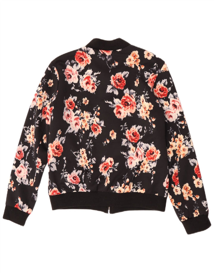 Giubbotto bomber da donna Zara UK 12 poliestere floreale nero medio