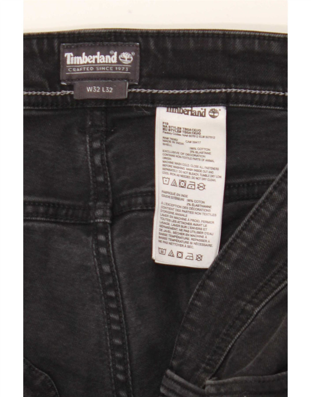 Jeans slim da uomo Timberland W32 L32 cotone nero