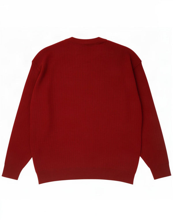 Vintage Mens Crew Neck Jumper Sweater XL Burgundy Wool