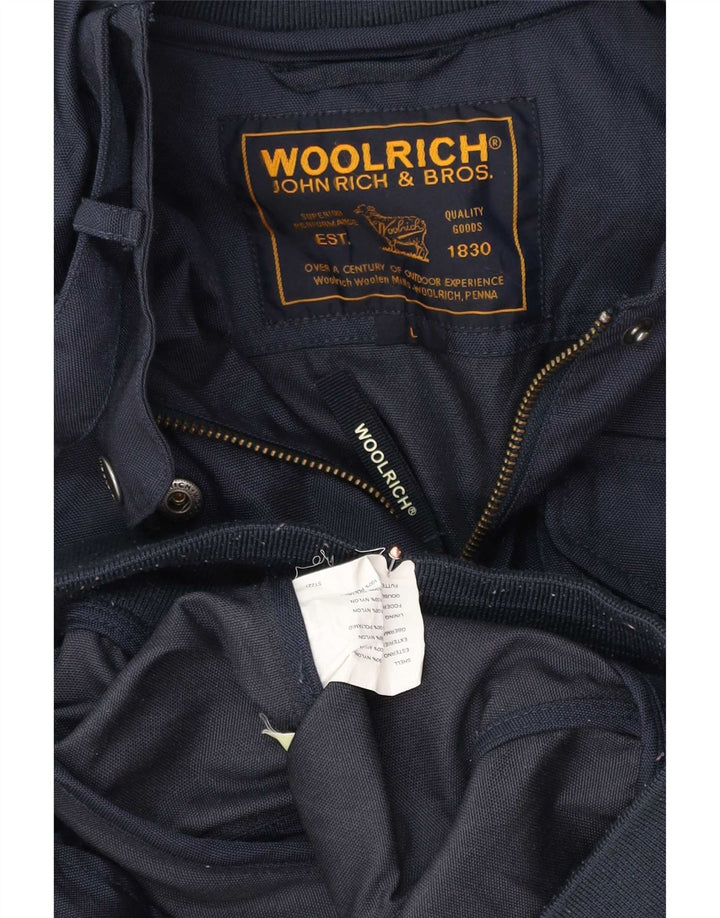 Giacca antipioggia da donna Woolrich UK 12 Large in nylon blu navy