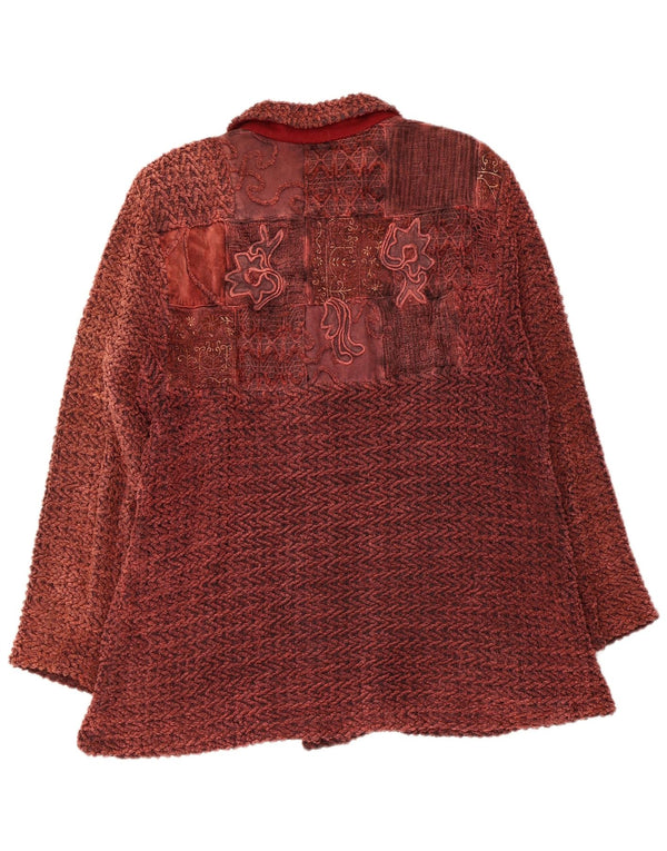 Giubbotto bomber da donna vintage UK 14 medio marrone floreale