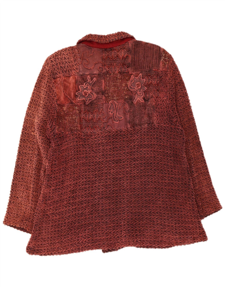 Giubbotto bomber da donna vintage UK 14 medio marrone floreale