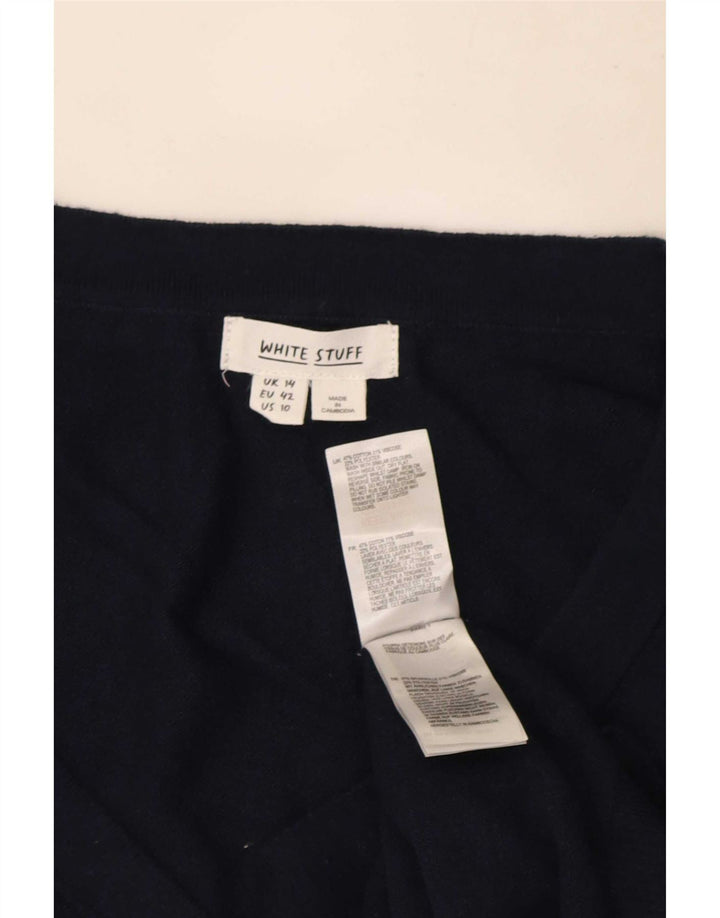 Maglione cardigan da donna White Stuff UK 14 Large Navy Blue Colourblock