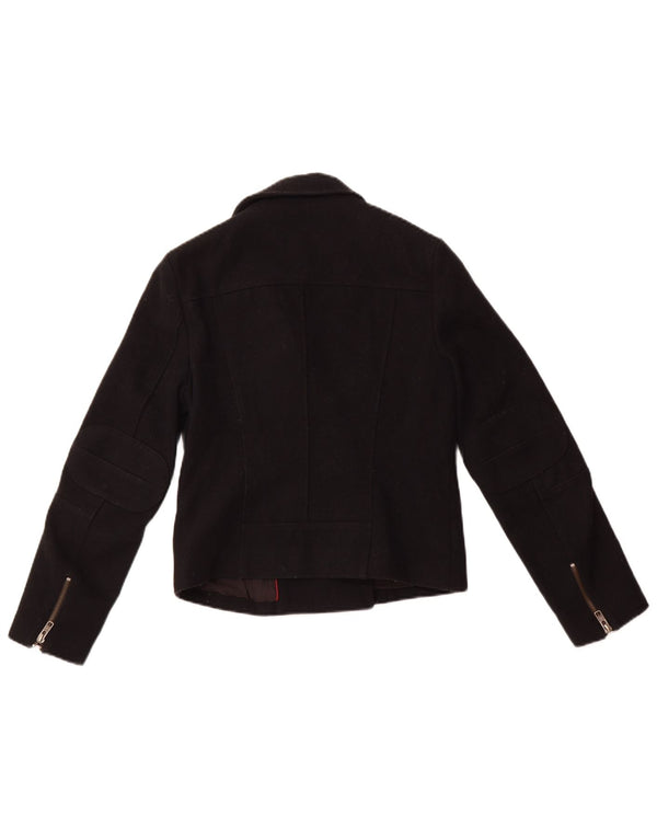 JACK WILLS Giacca blazer corta da donna UK 8 piccola in lana nera