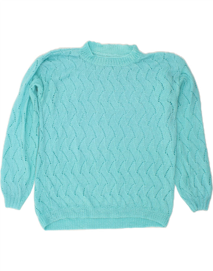 VINTAGE Womens Turtle Neck Jumper Sweater UK 14 Medium Turquoise Vintage Vintage and Second-Hand Vintage from Messina Hembry 