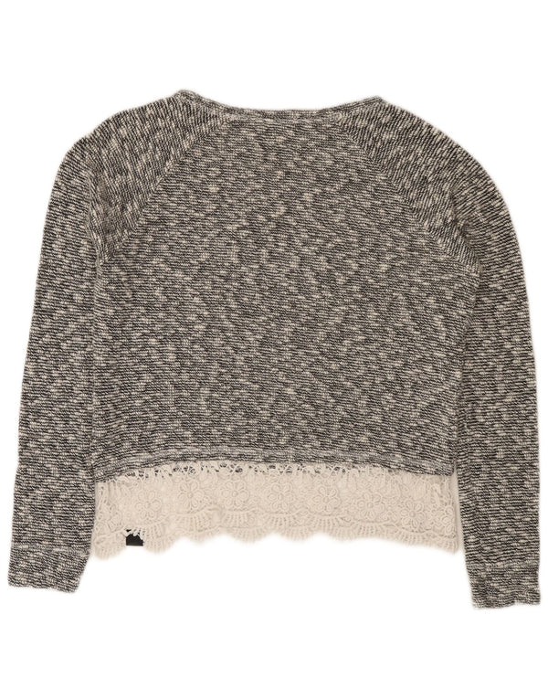 Maglione da donna oversize con scollo a barchetta corto Superdry UK 6 XS cotone grigio