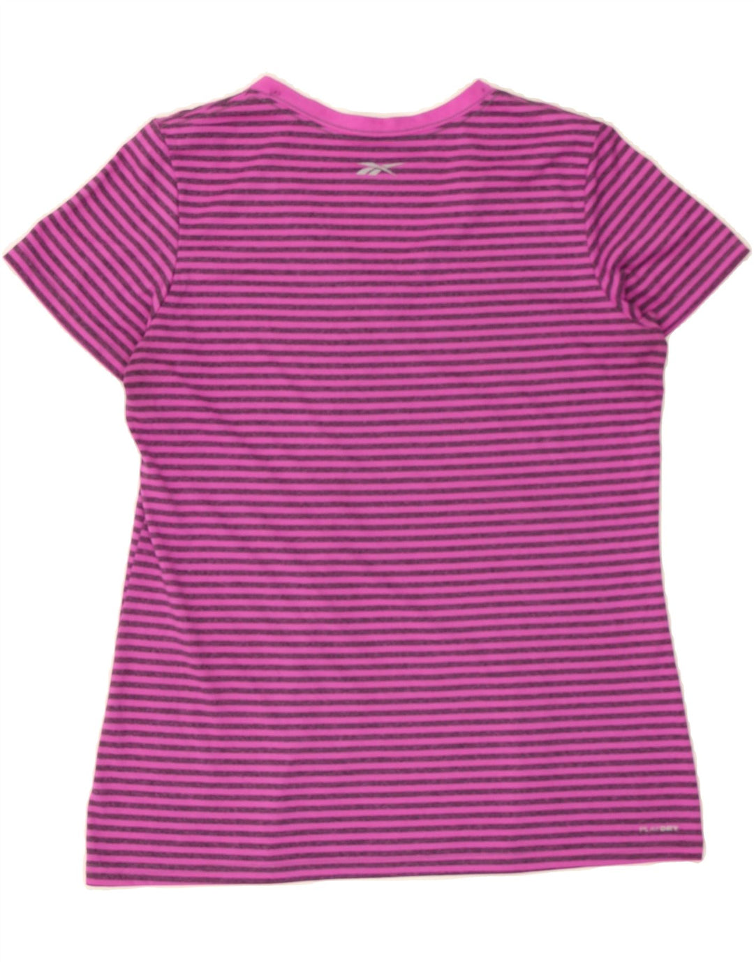 REEBOK Womens T-Shirt Top UK 16 Large Pink Striped Vintage Reebok and Second-Hand Reebok from Messina Hembry 