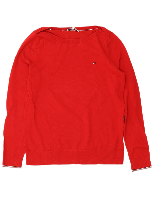 Maglione maglione con scollo a barca da donna Tommy Hilfiger UK 6 XS rosso