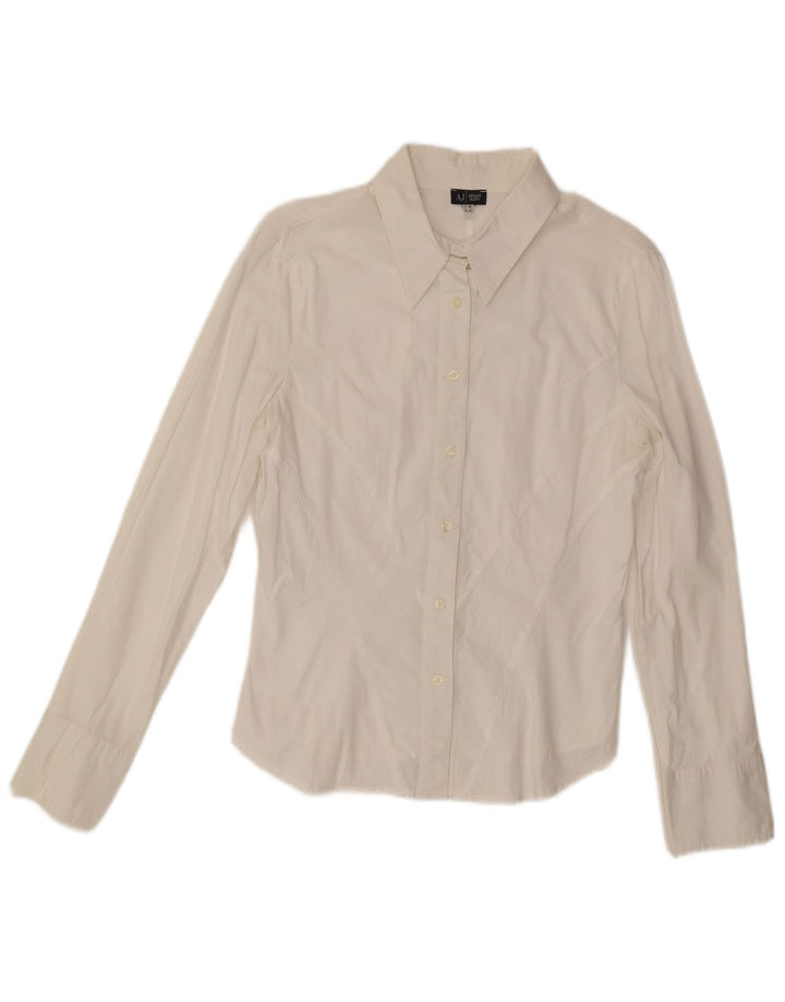 ARMANI JEANS Womens Shirt US 8 Medium White Cotton