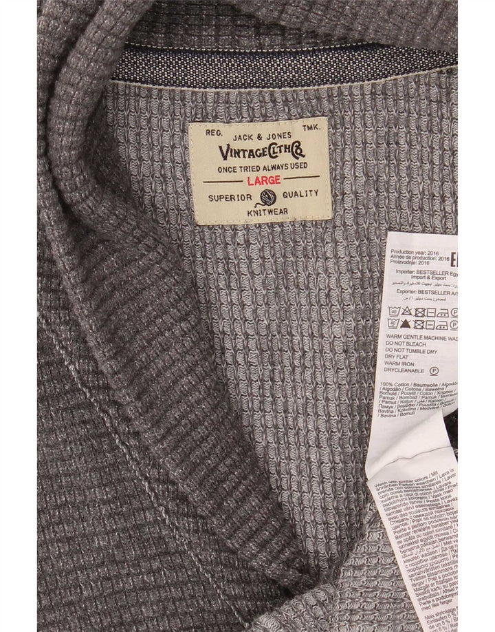 Maglione cardigan da uomo Jack & Jones grande cotone grigio