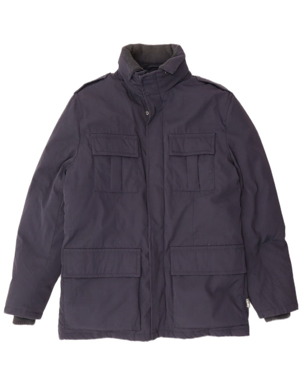 Giacca imbottita militare da uomo di Dack UK 36 piccola in nylon blu navy