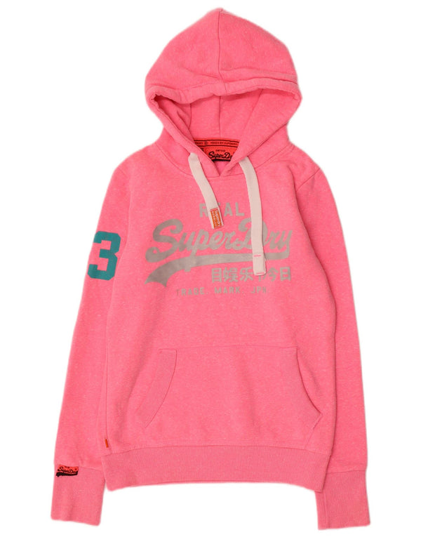 Maglione con cappuccio grafico da donna SUPERDRY UK 10 piccolo cotone rosa