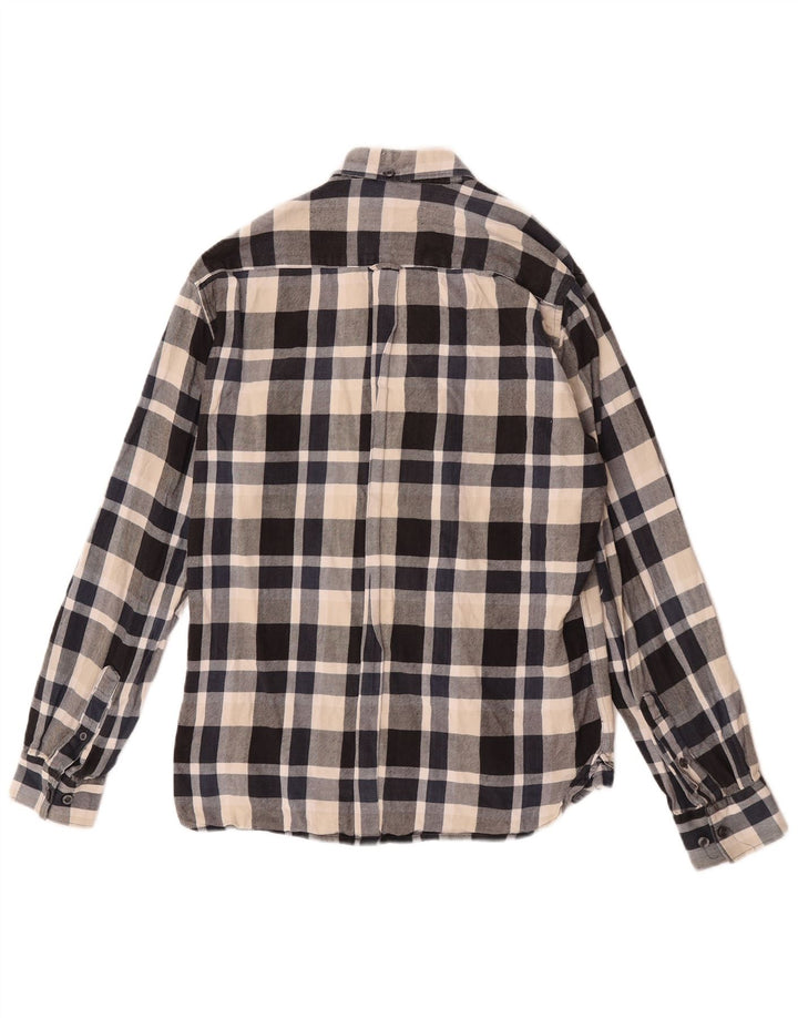 Camicia da uomo in flanella French Connection, cotone a quadri blu navy medio