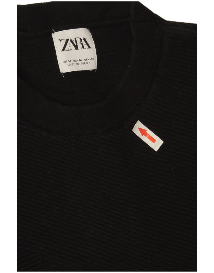 Maglione maglione girocollo da uomo Zara in cotone nero medio