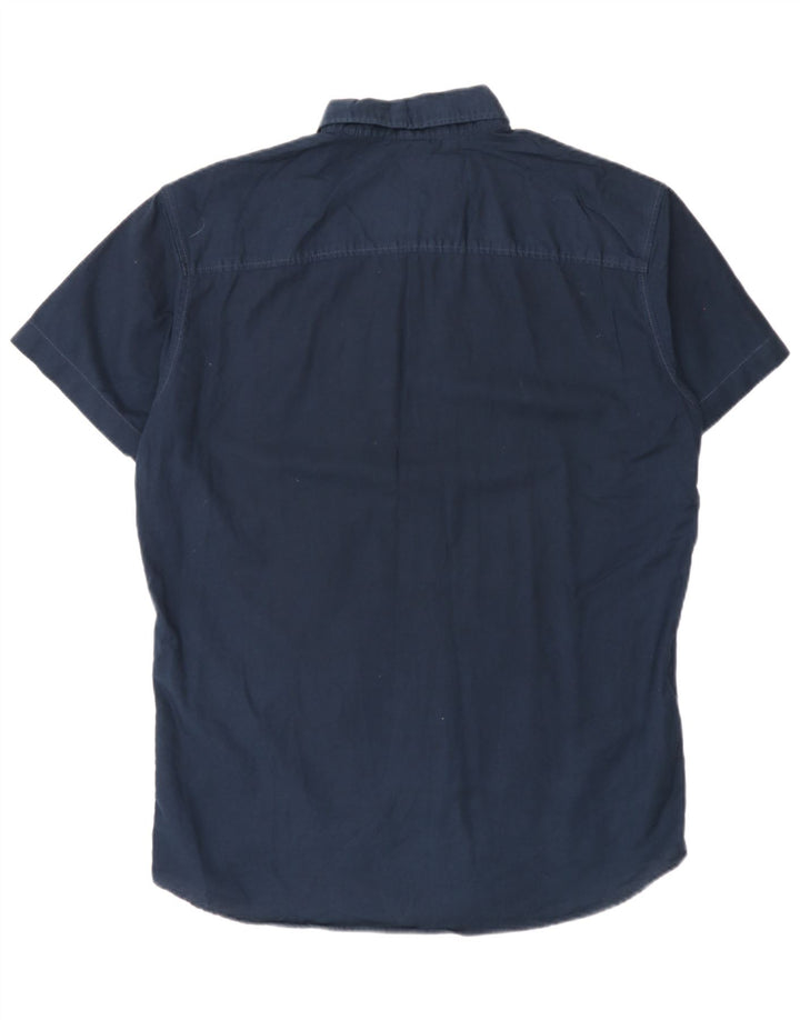 Camicia a maniche corte da uomo Jack & Jones grande in cotone blu navy