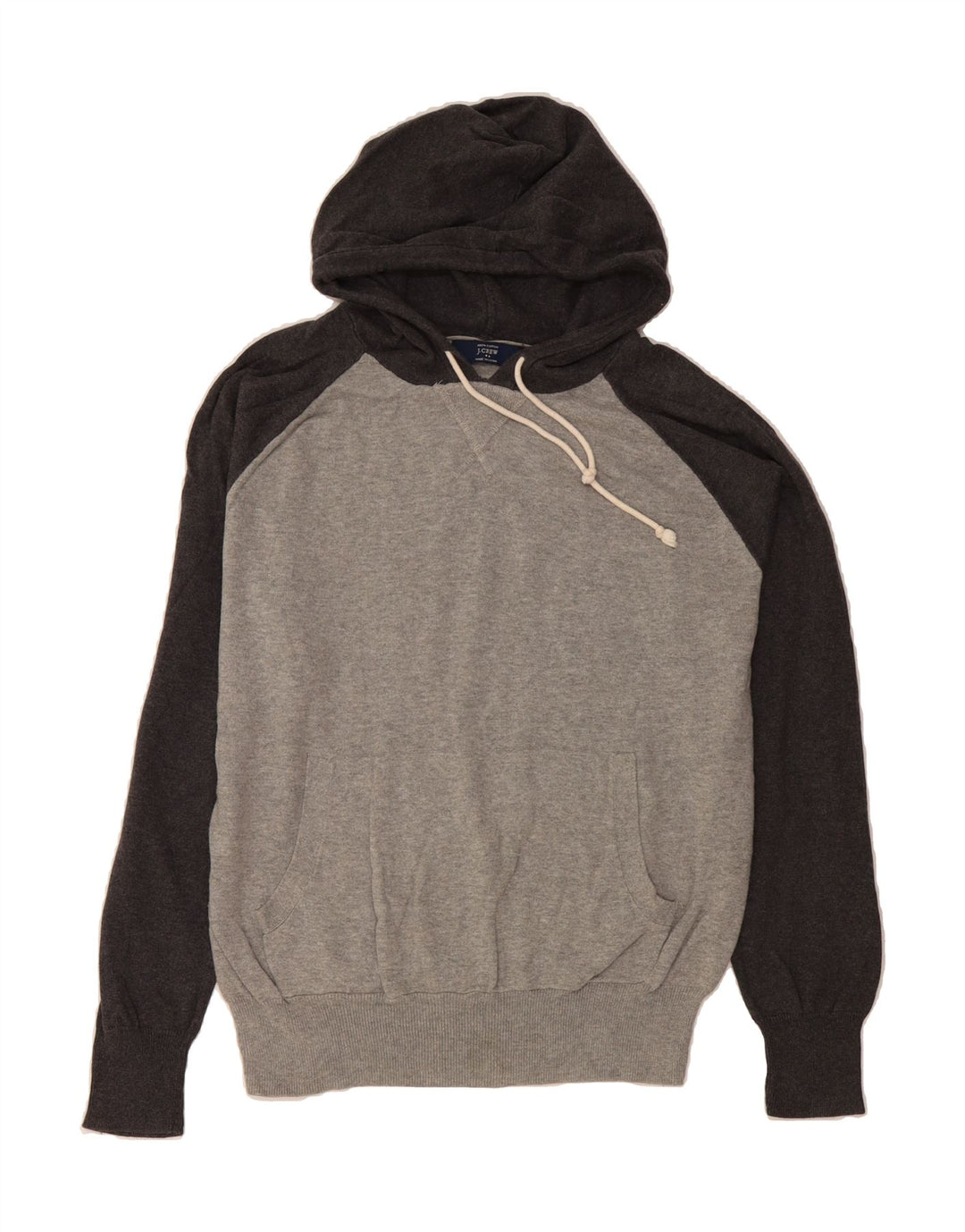 J. CREW Maglione con cappuccio da uomo grande in cotone color block grigio
