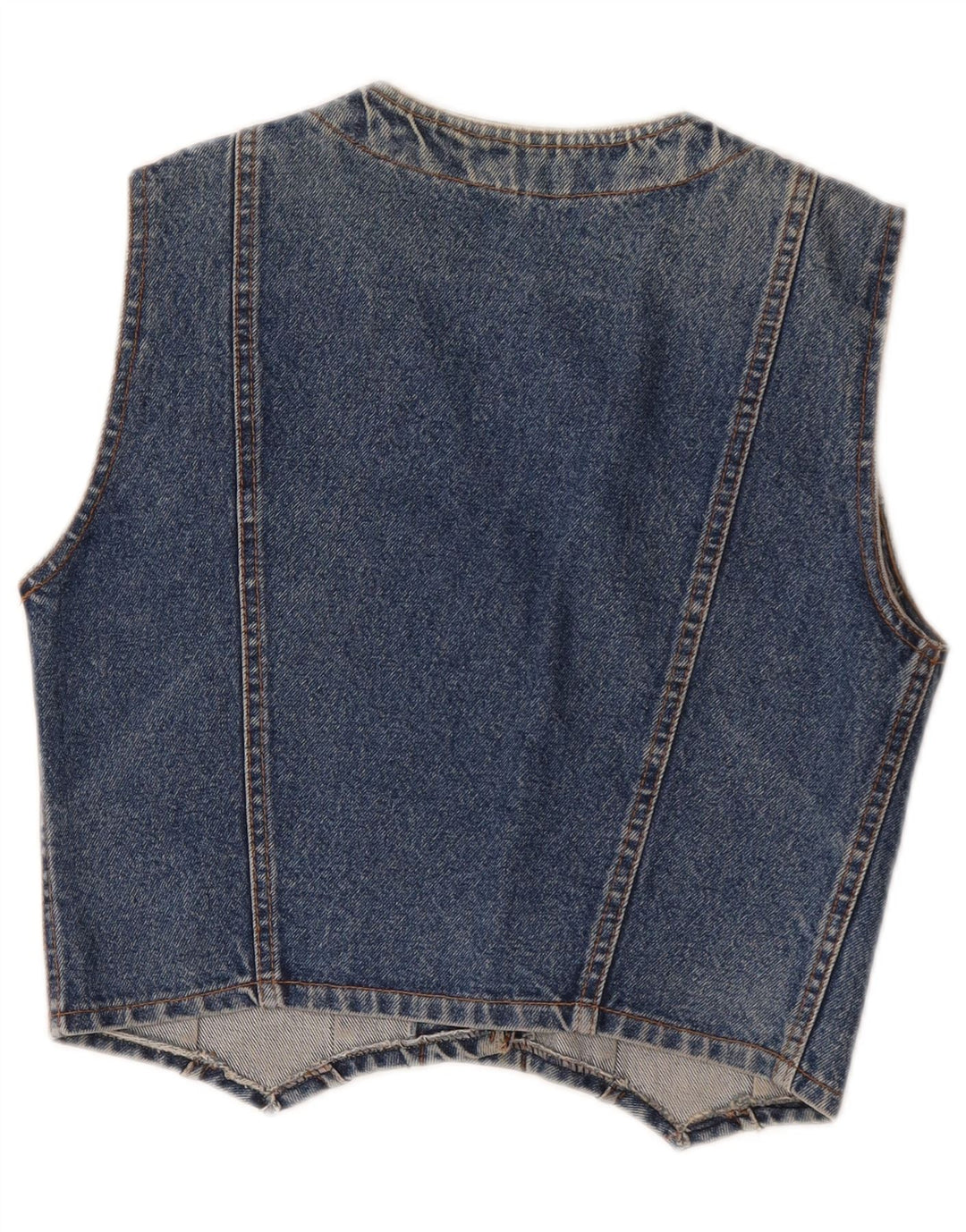 Gilet in denim vintage da donna UK 12 in cotone blu medio