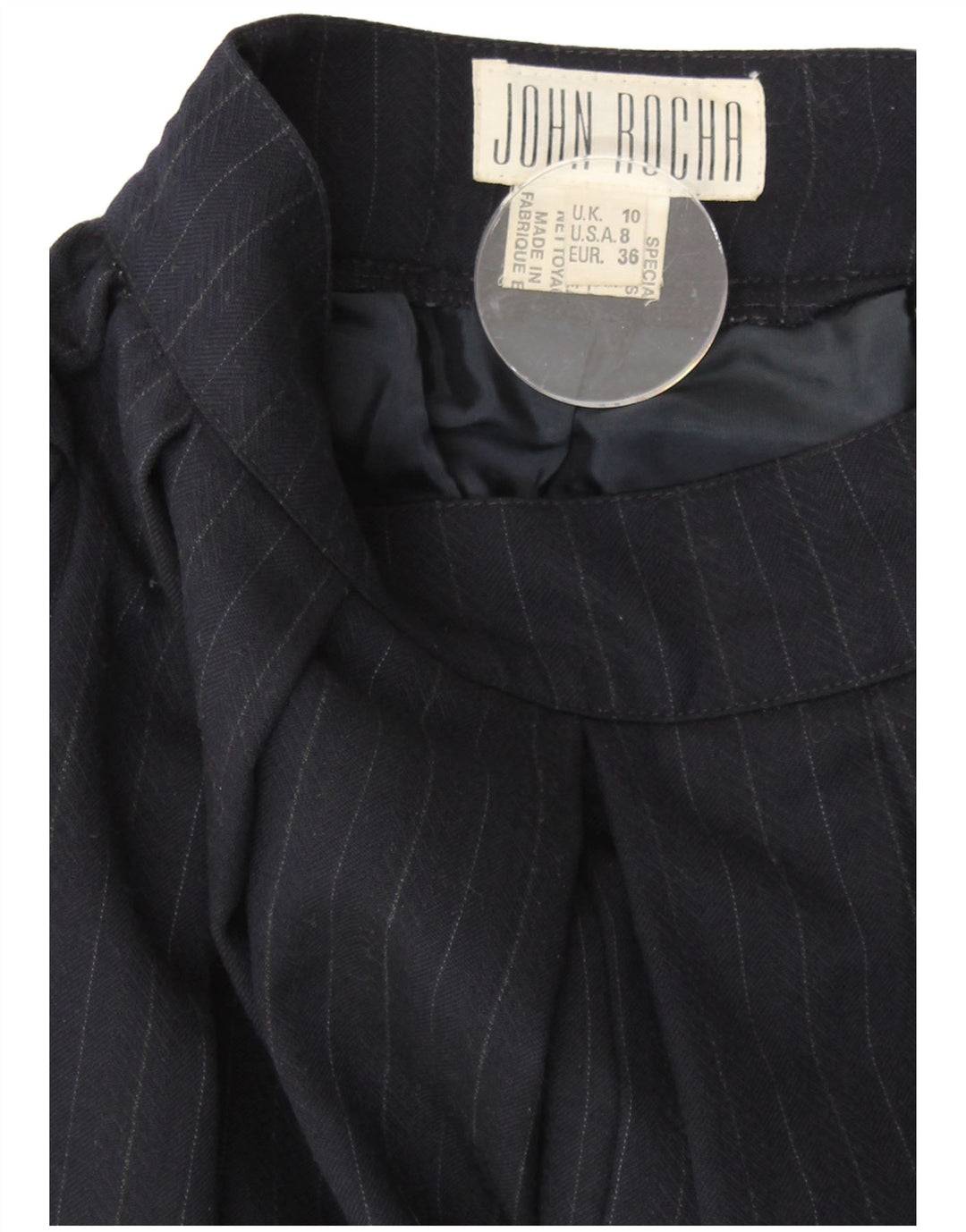 JOHN ROCHA Pantaloni casual svasati da donna UK 10 Small W25 Blu navy