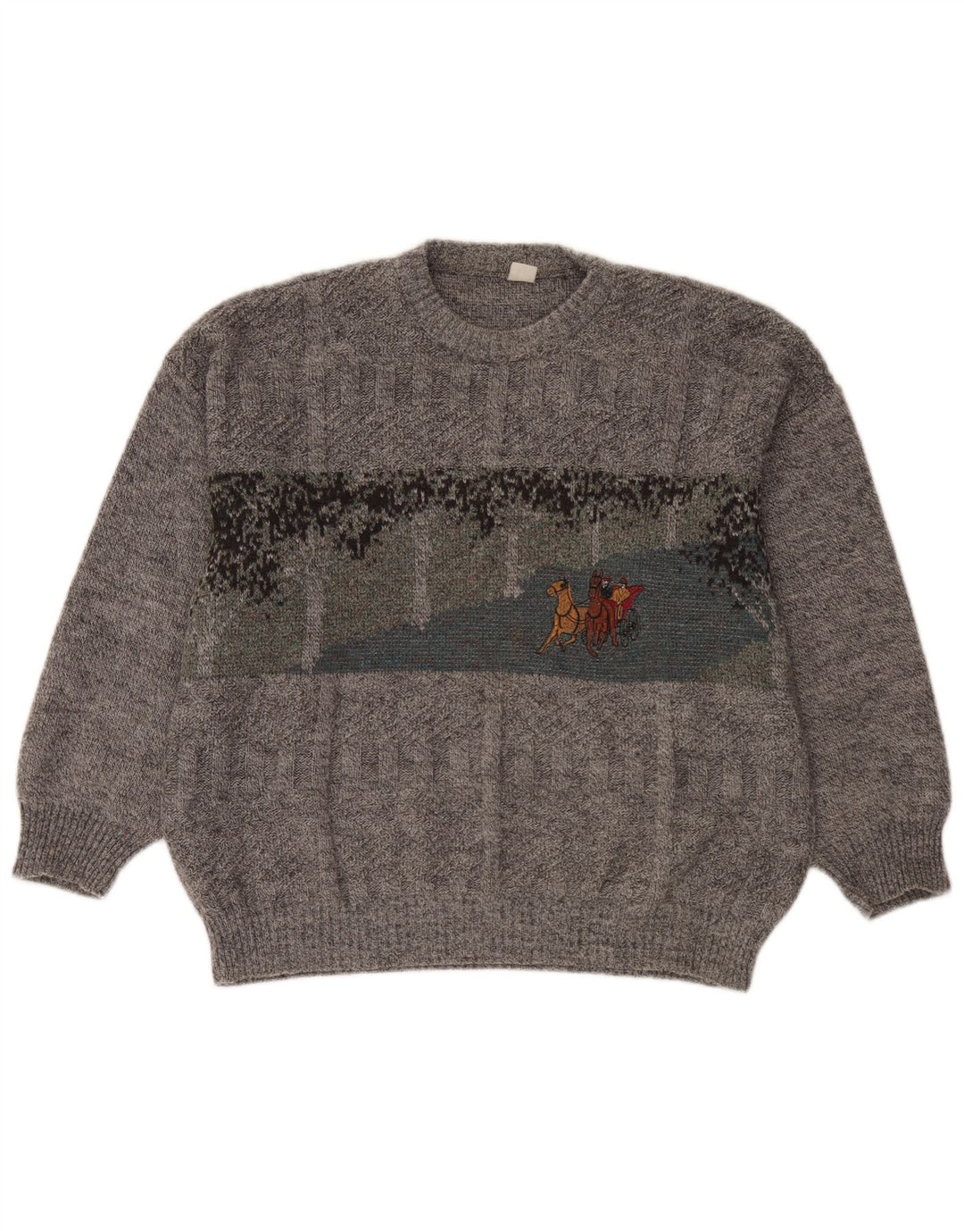 Maglione maglione girocollo da uomo vintage grigio XL