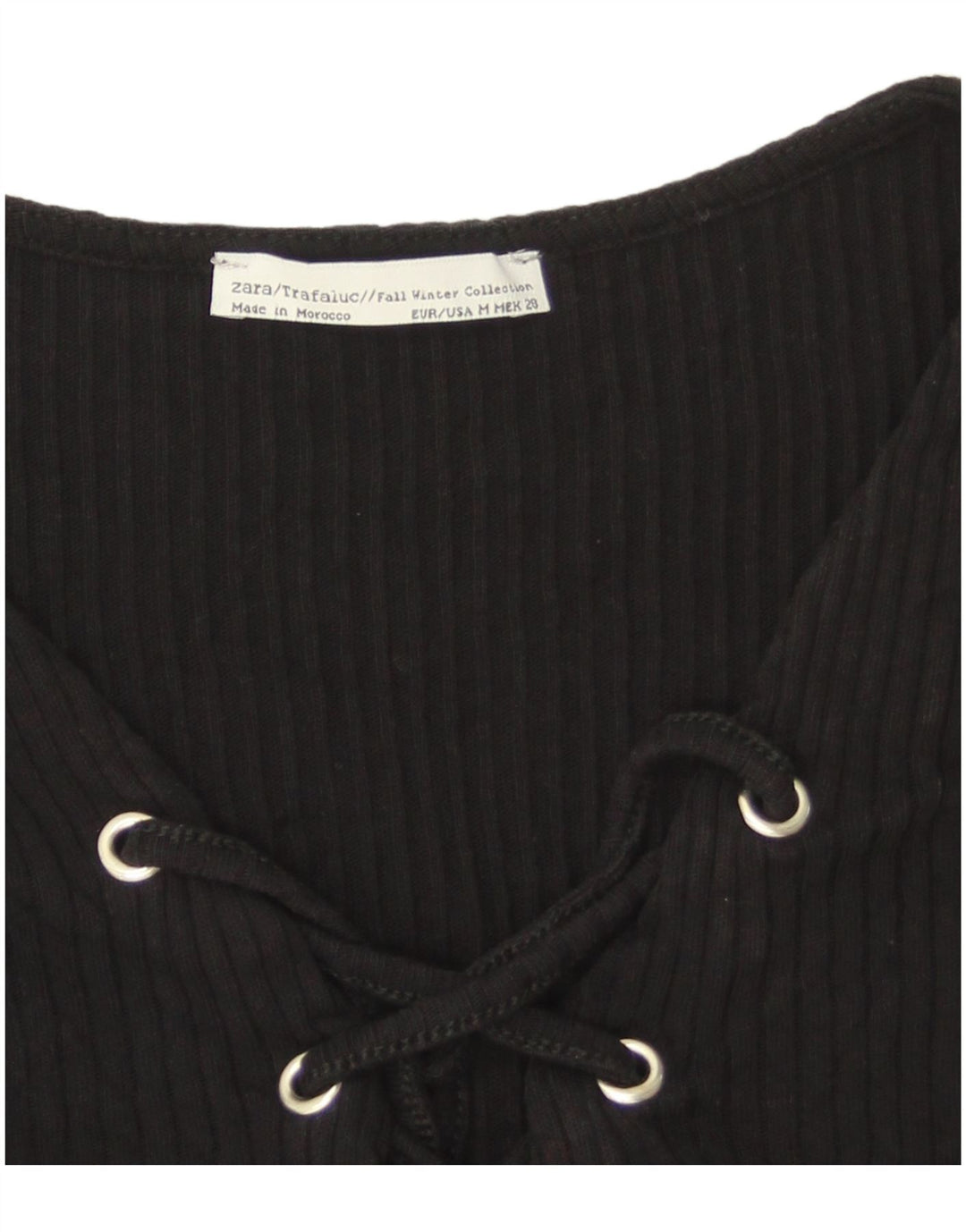 Top corto da donna Zara a maniche lunghe UK 12 medio nero
