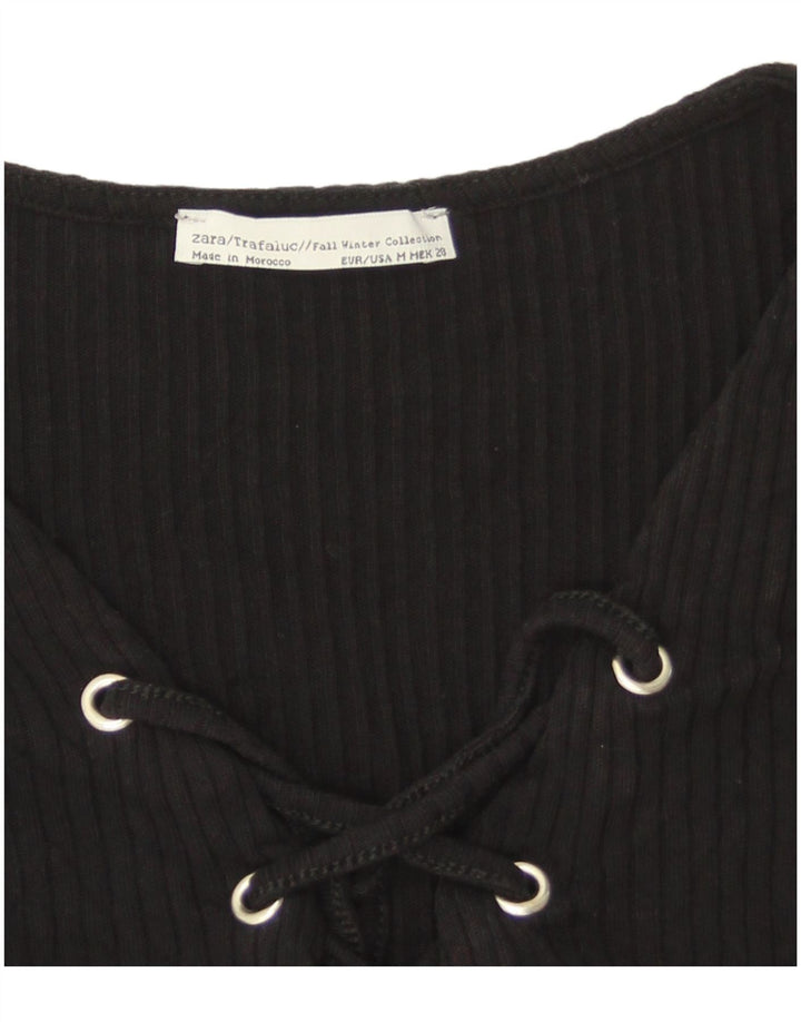 Top corto da donna Zara a maniche lunghe UK 12 medio nero