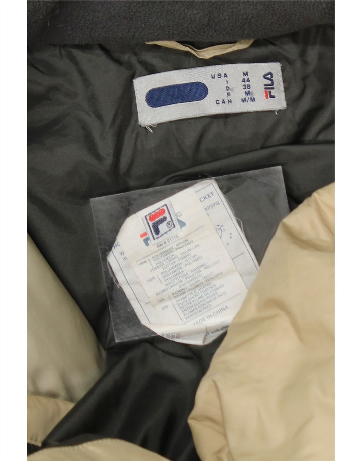 FILA Womens Hooded Padded Coat UK 14 Medium Beige Polyamide Vintage Fila and Second-Hand Fila from Messina Hembry 