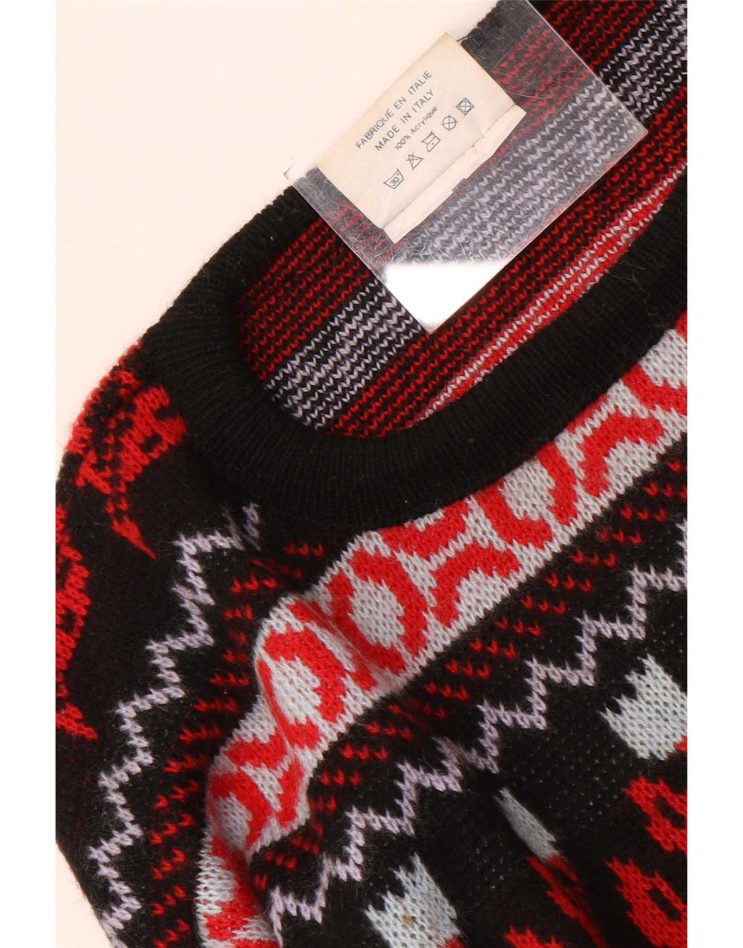 Maglione girocollo da uomo vintage in acrilico floreale medio multicolore