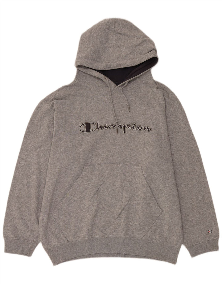 Maglione con cappuccio grafico da uomo Champion grigio medio chiazzato
