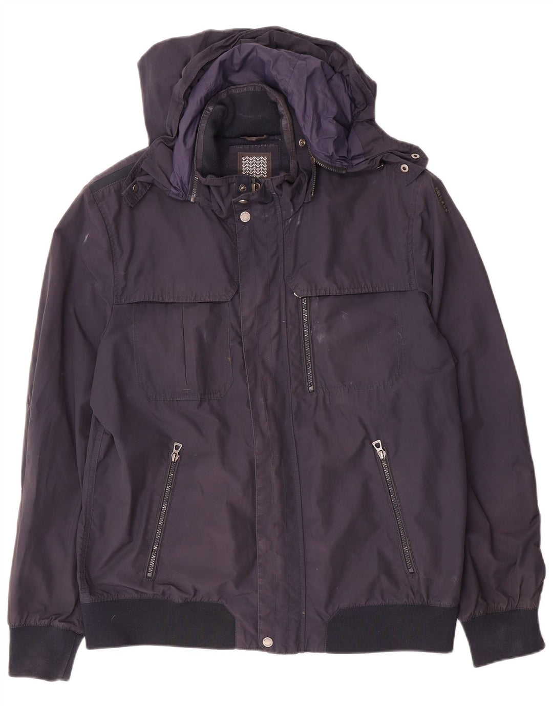 GEOX Mens Hooded Utility Jacket UK 48 4XL Navy Blue Polyamide