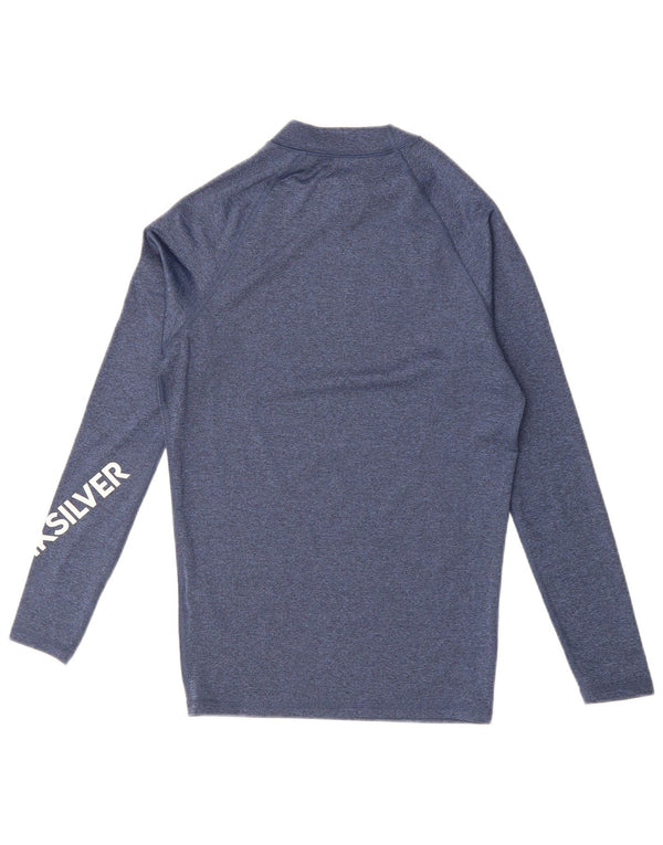 QUIKSILVER Womens Graphic Top Long Sleeve UK 10 Small Navy Blue Polyester