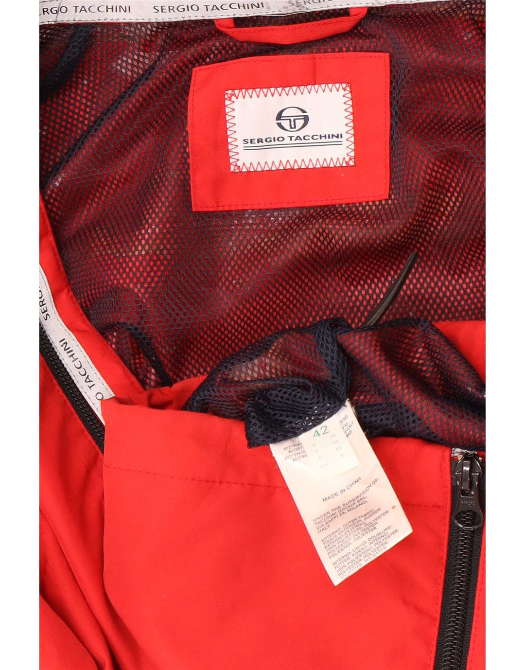 Giacca antipioggia da donna con cappuccio Sergio Tacchini IT 42 Medium Rosso Poliestere