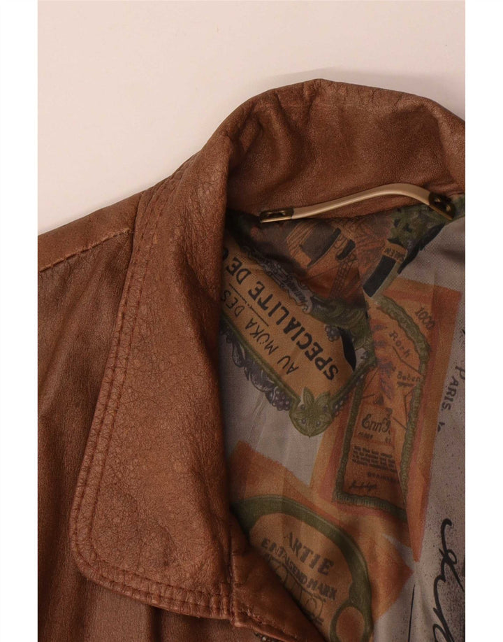 Gilet in pelle da uomo vintage UK 40 grande marrone
