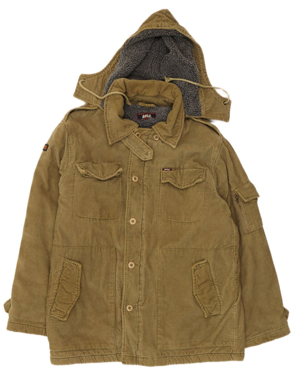 Giacca militare da uomo in velluto a coste con cappuccio Rifle UK 38 cotone kaki medio