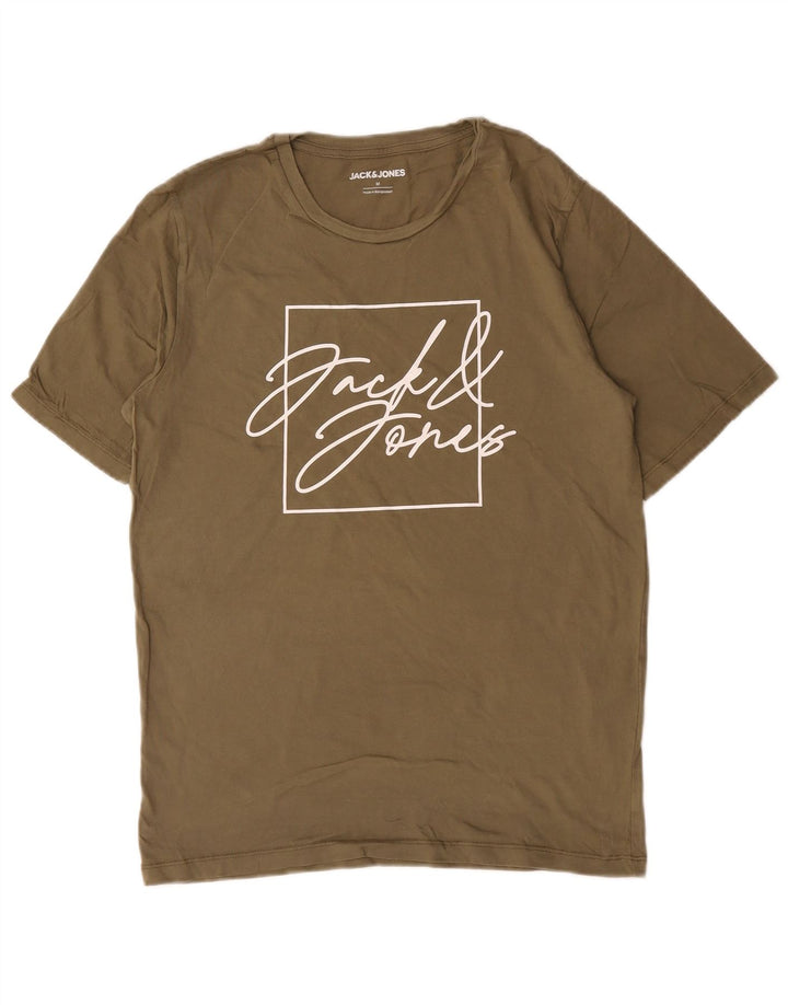 T-shirt grafica da uomo Jack & Jones Top in cotone kaki medio