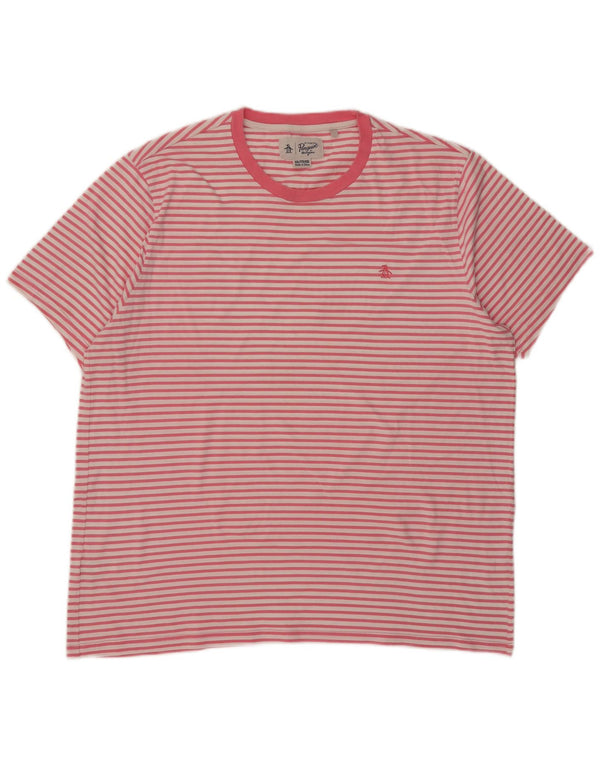T-shirt da uomo Penguin Top 2XL cotone a righe rosa