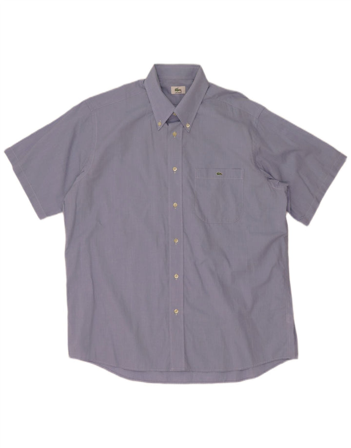 Camicia a maniche corte da uomo Lacoste taglia 41 grande in cotone blu