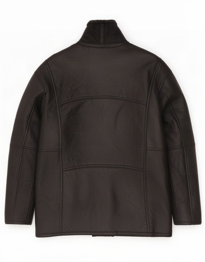 Giubbotto in shearling vintage da uomo IT 50 grande nero