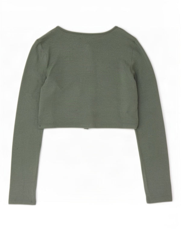 Top cardigan corto da donna Zara UK 12 viscosa verde medio
