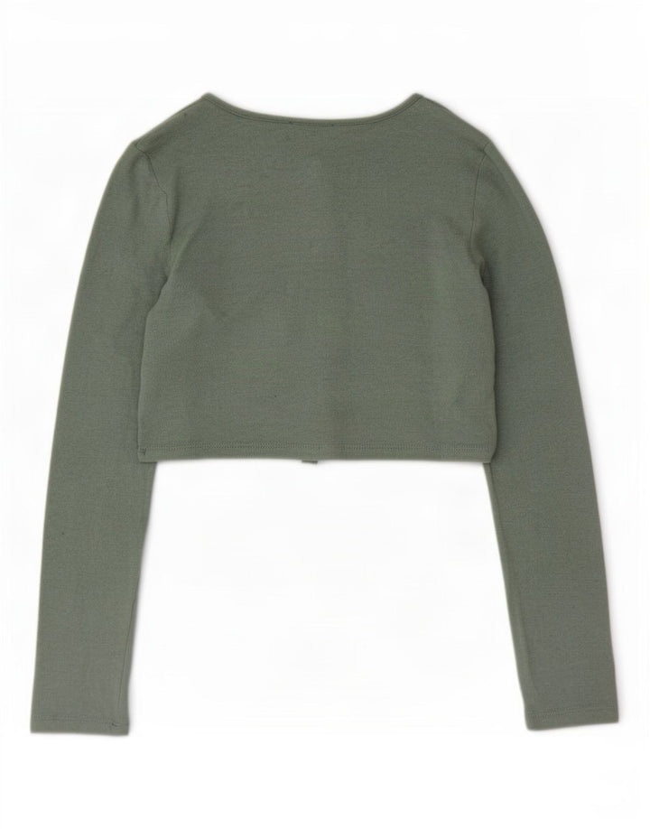 Top cardigan corto da donna Zara UK 12 viscosa verde medio