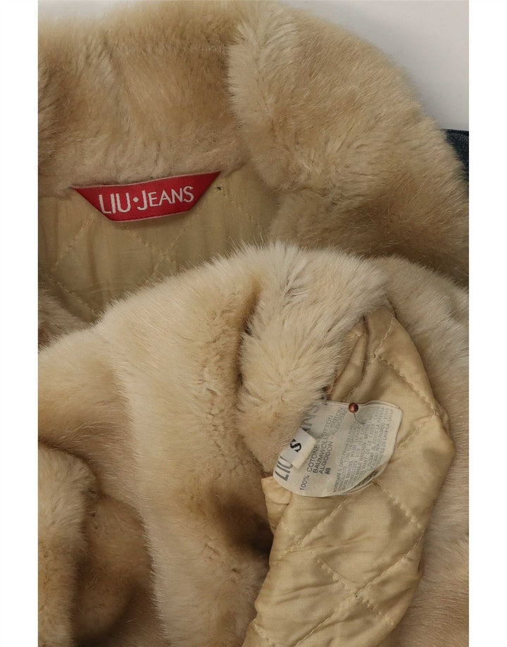 Giacca in denim Sherpa da donna Liu Jo UK 10 piccola in cotone blu