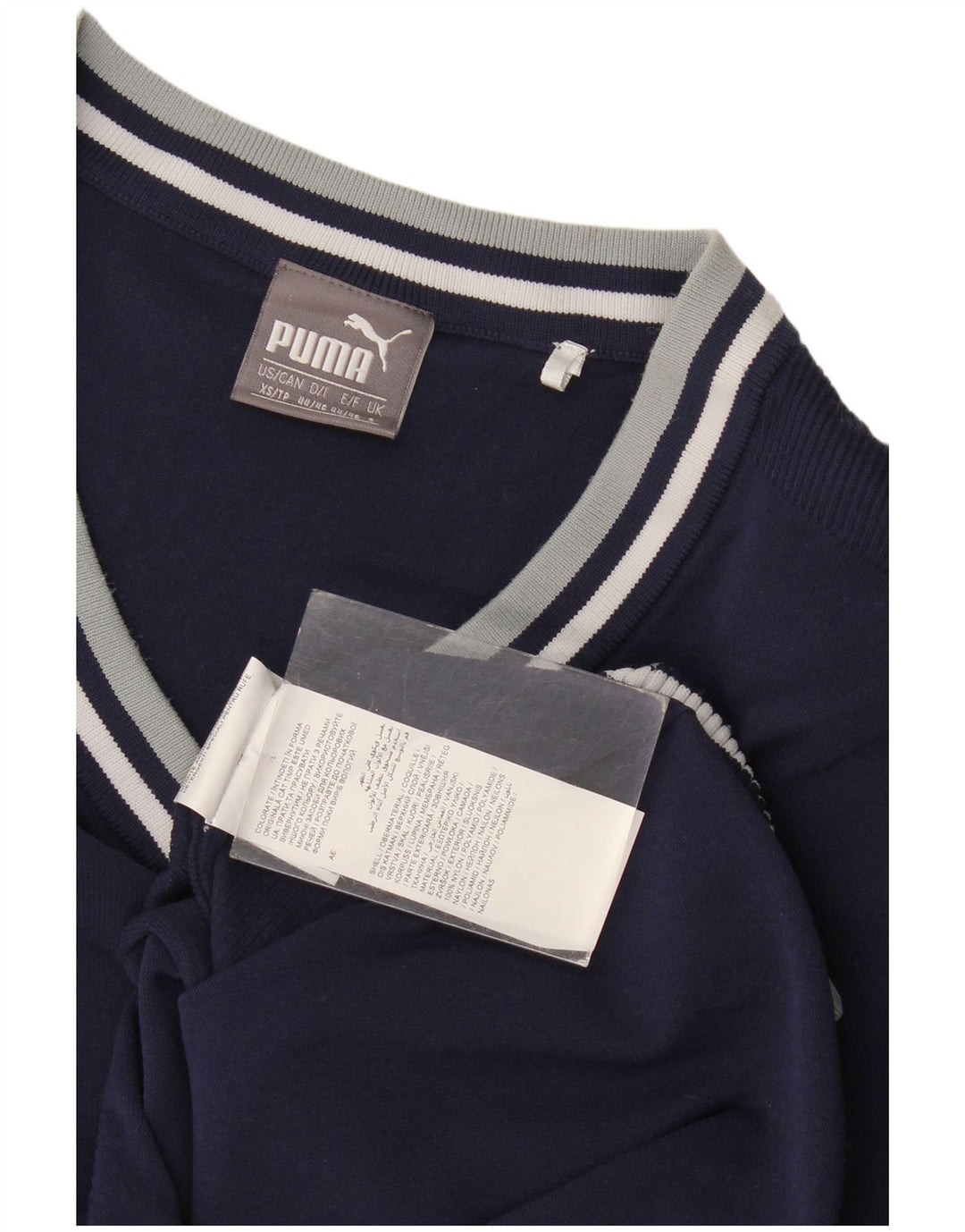 Maglione Puma da uomo con scollo a V piccolo in nylon blu navy